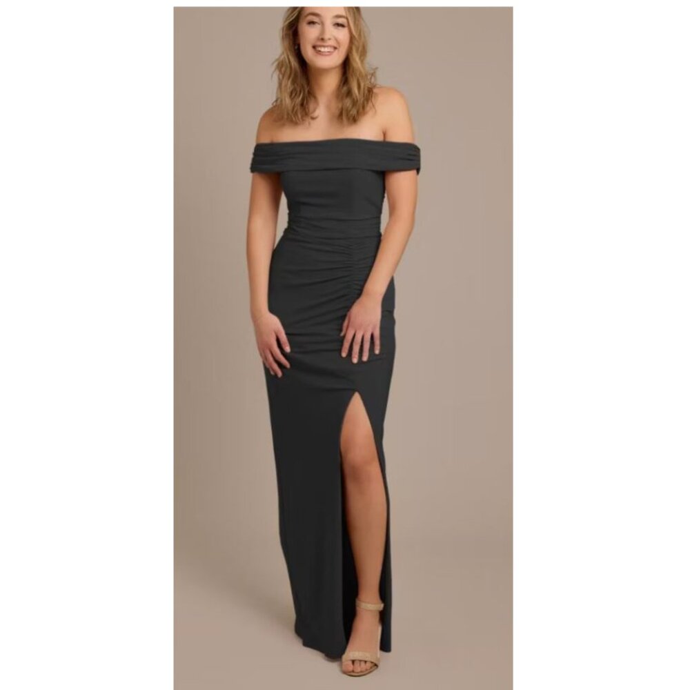 David’s Bridal Celebrate DB STUDIO Off-the-Shoulder Jersey Sheath Dress